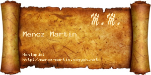 Mencz Martin névjegykártya